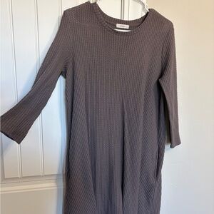 Cherish Gray Textured Long Sleeve Shift Dress